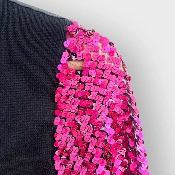 Nwt MOSCHINO Couture Black Sweater Mock Neck Dress Sequin Sleeves - Picture 8 of 11